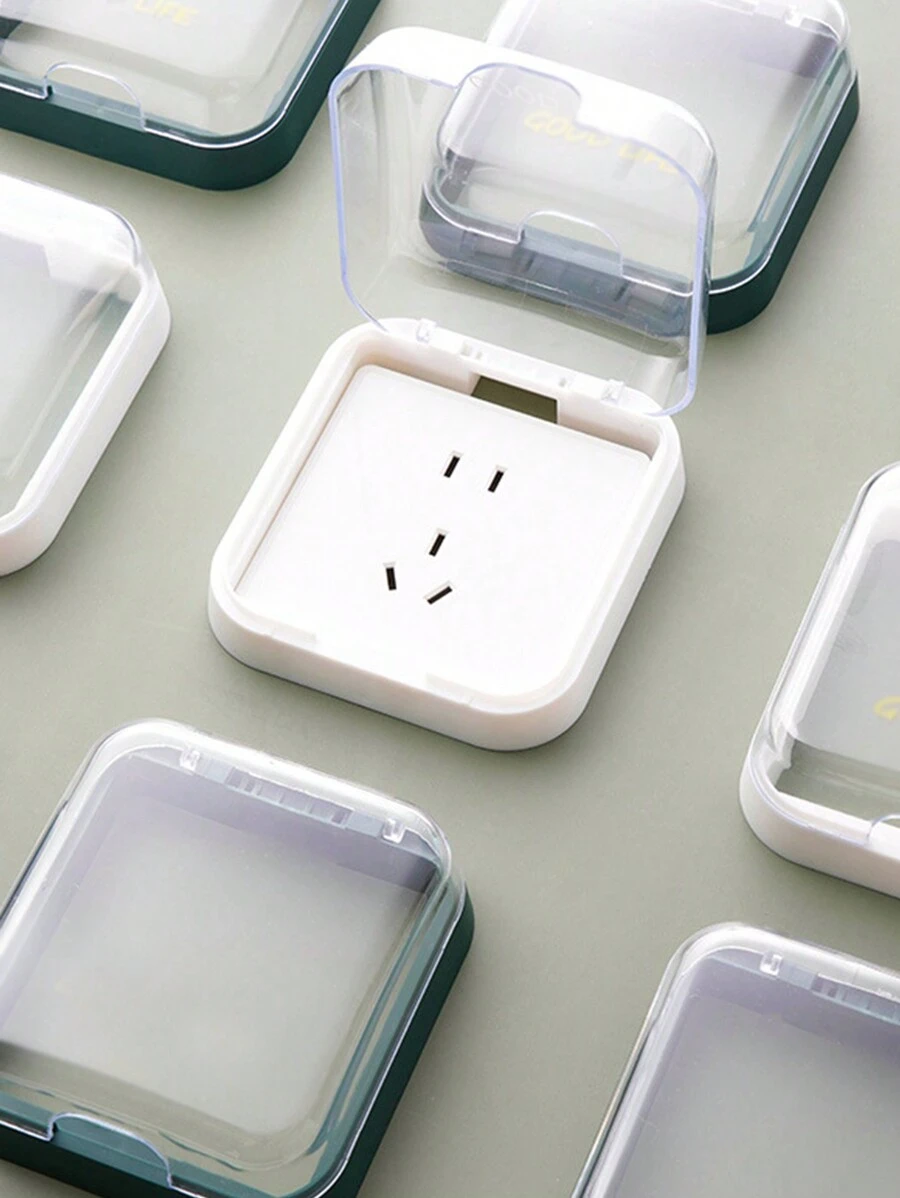 1pc Modern Simple Outlet Waterproof Dustproof Box Self-Adhesive Wall-Mounted Switch Protection Cover, Household Wall Socket Protection Case Anti-Electric Shock Frame For Kitchen & Bathroom