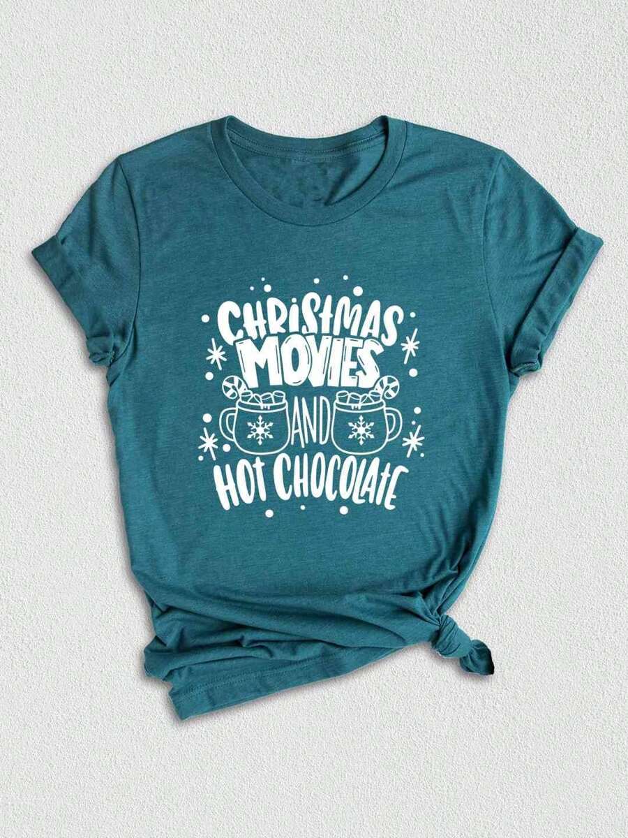 PINEHART Hot Cocoa And Christmas T-Shirt, Christmas Shirt, Cute Holiday Tee, Hot Cocoa Shirt, Holiday Season Gift, Christmas Movies Sweatshirt