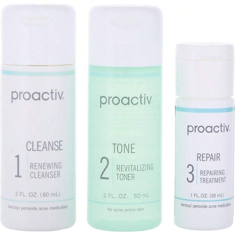 Proactiv Unisex 3-Step Acne Treatment System (30 Days) - Renewing Cleanser 60Ml + Revitalizing Toner 60Ml + Repairing Treatment 30Ml --3Pcs 2 Oz Skincare