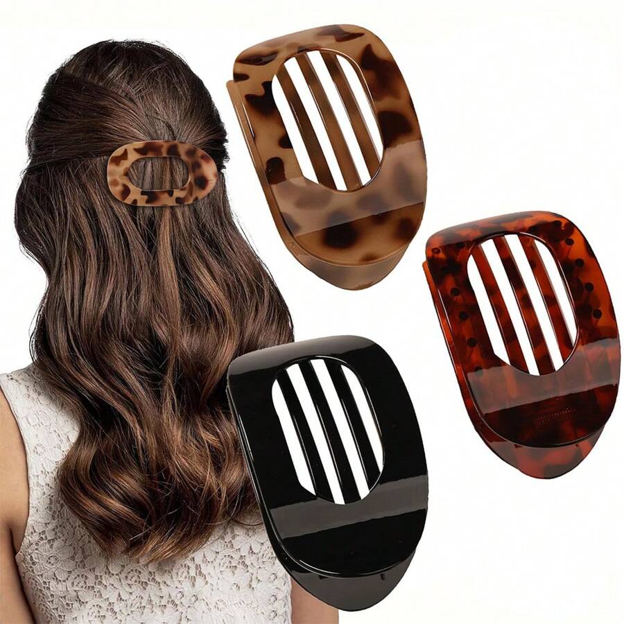 1 Stück/3 Stück flache Haarspangen, runde Anhänger Haarspangen für Frauen, starke französische Haarspangen geeignet für dickes und dünnes Haar, komfortable gewölbte flache Haarspangen zum Liegen, Autofahren Klammern Haarklammern Haarspangen