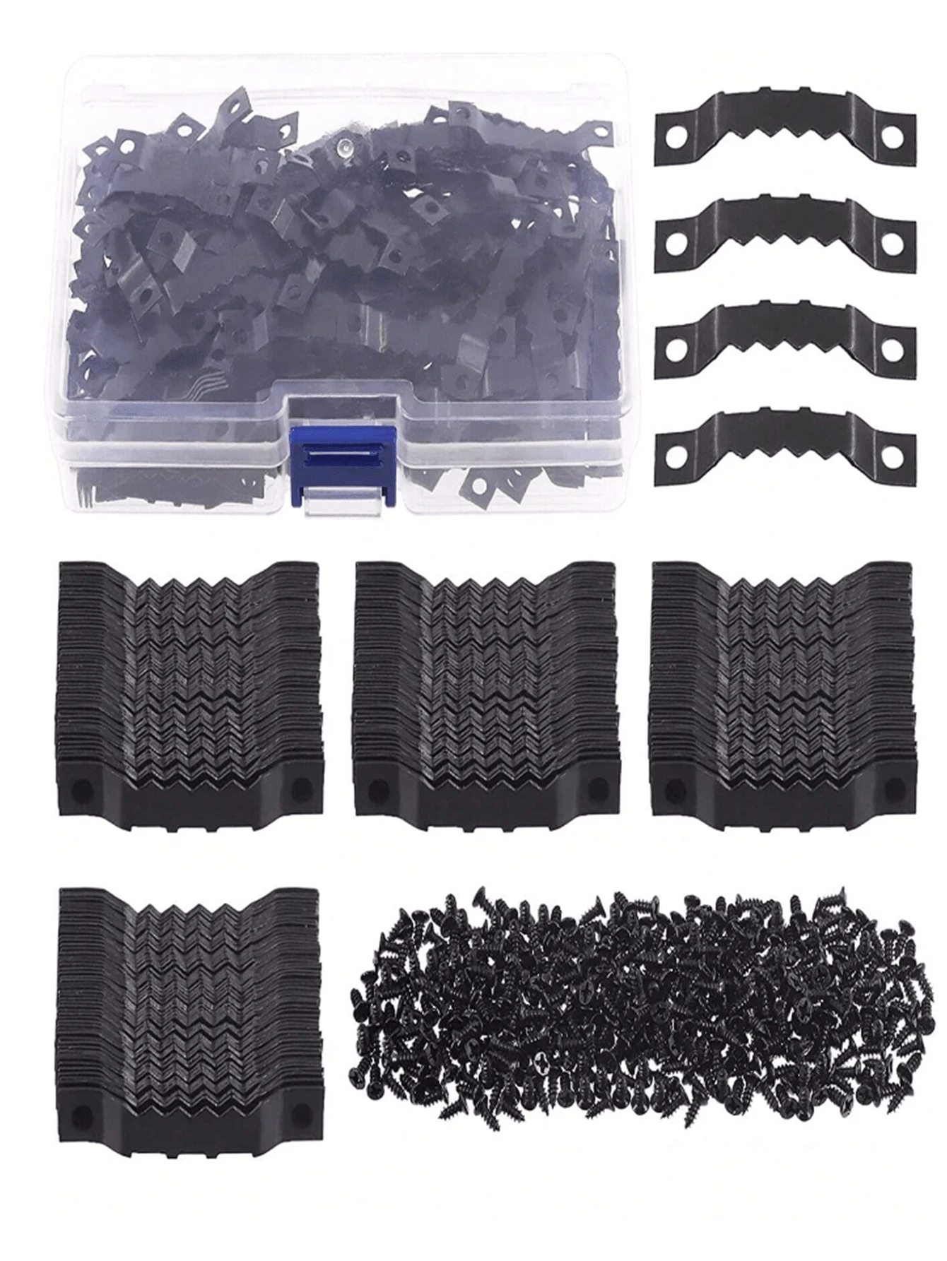 100 pièces accessoires de fixation pour cadres en boîte, en trois couleurs, avec des vis à tête plate et des crochets