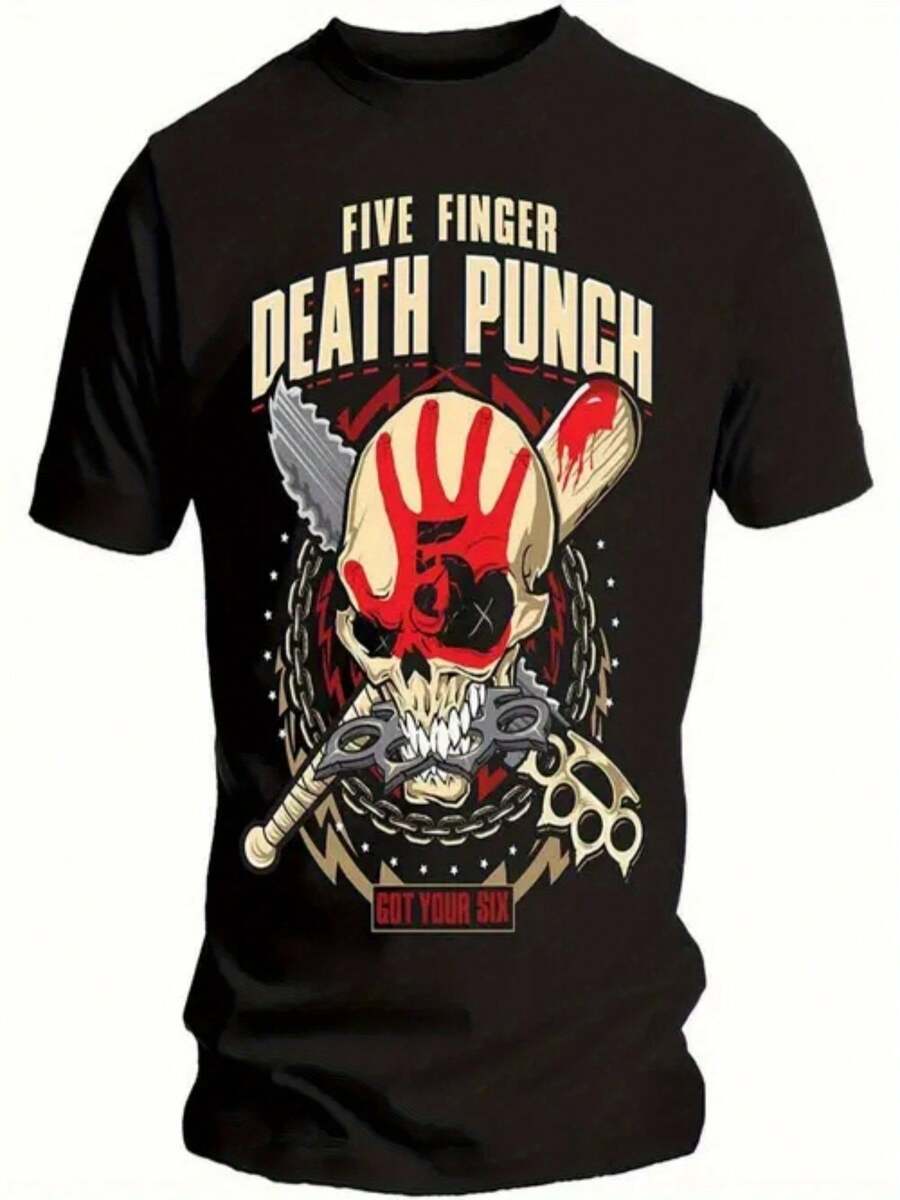 FIVE FINGER DEATH PUNCH HORROR Halloween Christmas Ideal Gift, Men's Outdoor T-Shirt, Black Casual Short-Sleeved Crew Neck T-Shirt Sizes S To 3XL