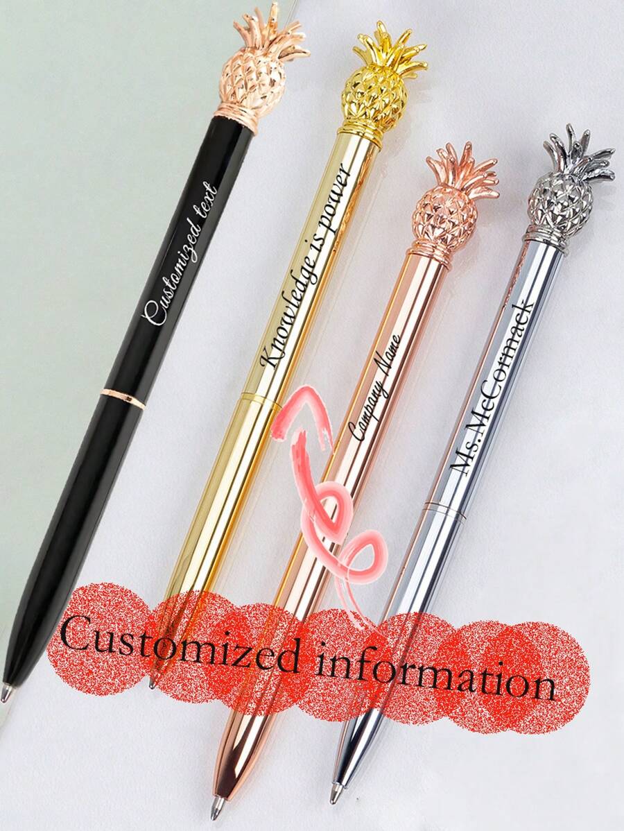 1pc/6pcs/10pcs/20pcs Customized Cute Pineapple Shaped Ballpoint Pens, Suitable For Back To School Supplies, School Event Prizes, Teacher's Day Gifts, Corporate Logo Customization, Shopping Mall Gifts, Hotel Amenities, Restaurant Giveaways, Customized Promotional Ballpoint Pens