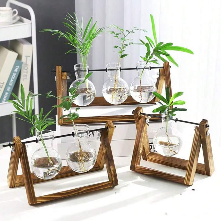Vaso de vidro hidropônico para flores, decoração criativa para vasos de mesa, plantador suspenso para plantas aéreas e suculentas
