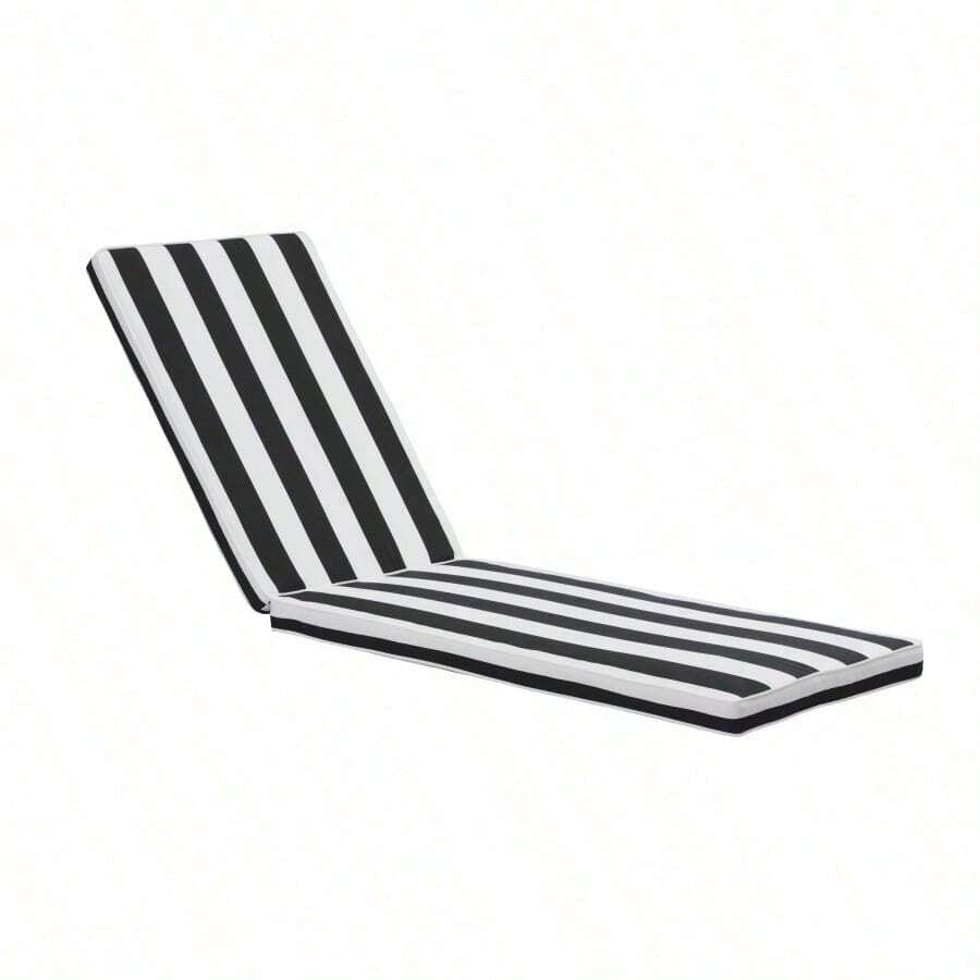 1PCSOutdoor Lounge Chair Cushion Replacement Patio Funiture Seat Cushion Chaise Lounge Cushion-Black/White Stripe