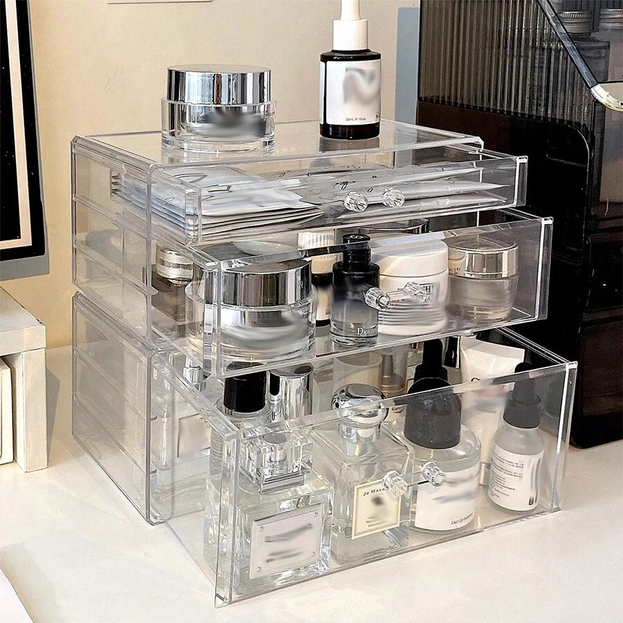 Lipstick Storage Box Acrylic Drawer Type Multi-Layer Eyeshadow Palette Lip Gloss Organizer Cosmetic Desk Organizer,For Holiday Beach, Bathroom Collection, Bedroom Collection, Large Capacity