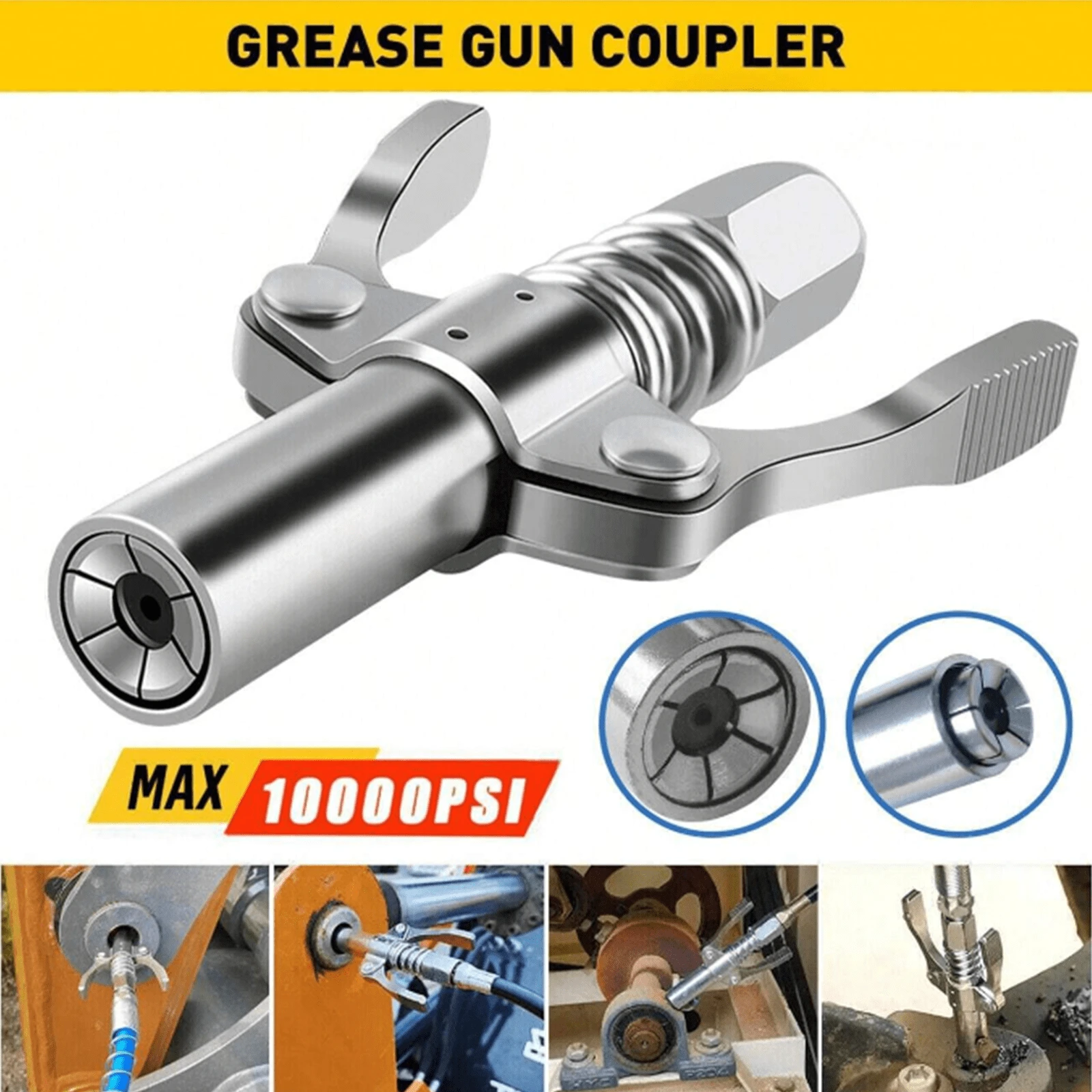 1 pezzo Accoppiatore bloccabile ad alta pressione per pistola per grasso, pompa manuale per olio/grasso, ugello per pistola per grasso con doppia maniglia, accessori per l'automotive