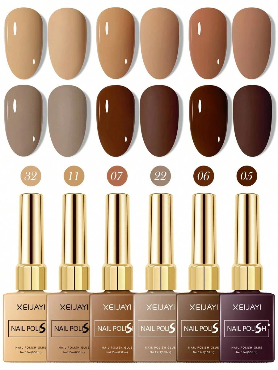 6Colors 15ml Gel Nail Polish Series Starter Pure Soak Off No Wipe Nail Gel Polish Suitable For All Seasons