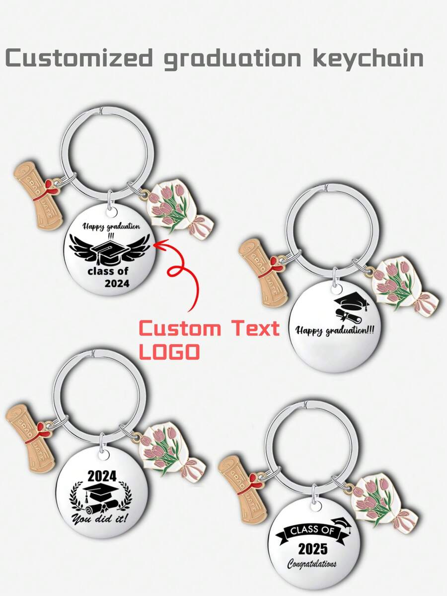 1pc Customized Graduate Keychain, Unique Keychain Funny Gift For Postgraduate Students, Teachers, Suitable For Kids, Partners, Friends And Classmates, Stainless Steel