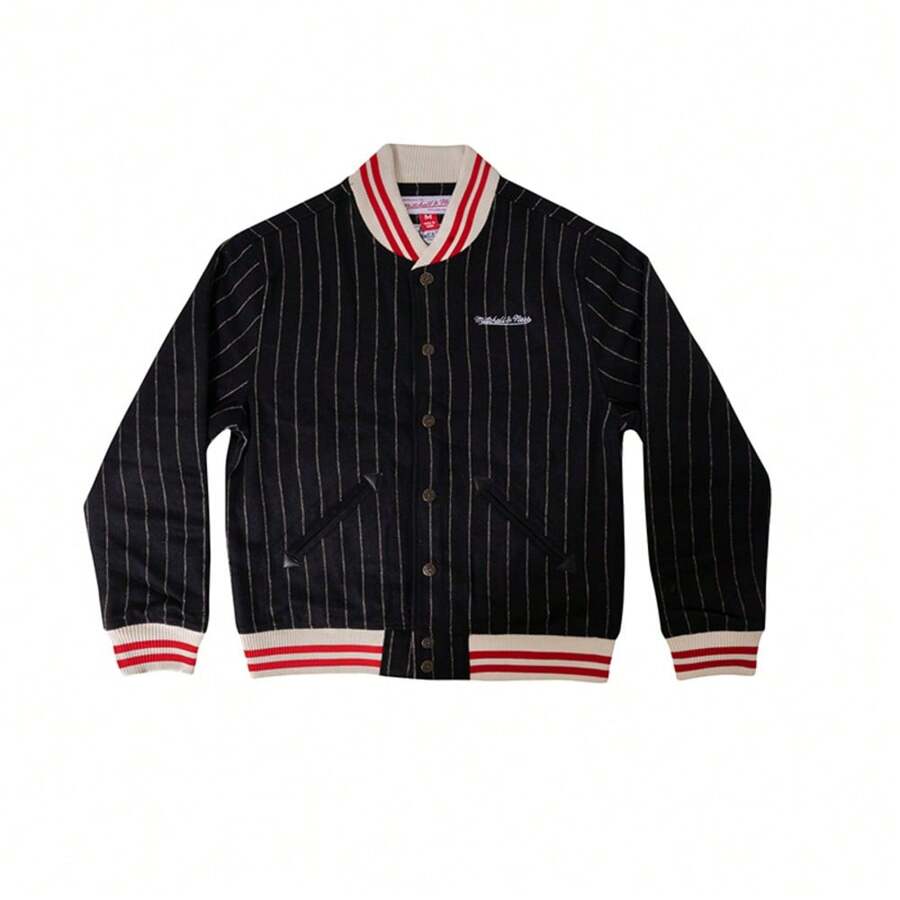 Mitchell & Ness 2024 MN Men's Wool Blend Jacket, Knitted Hooded Cardigan MN12J16-1