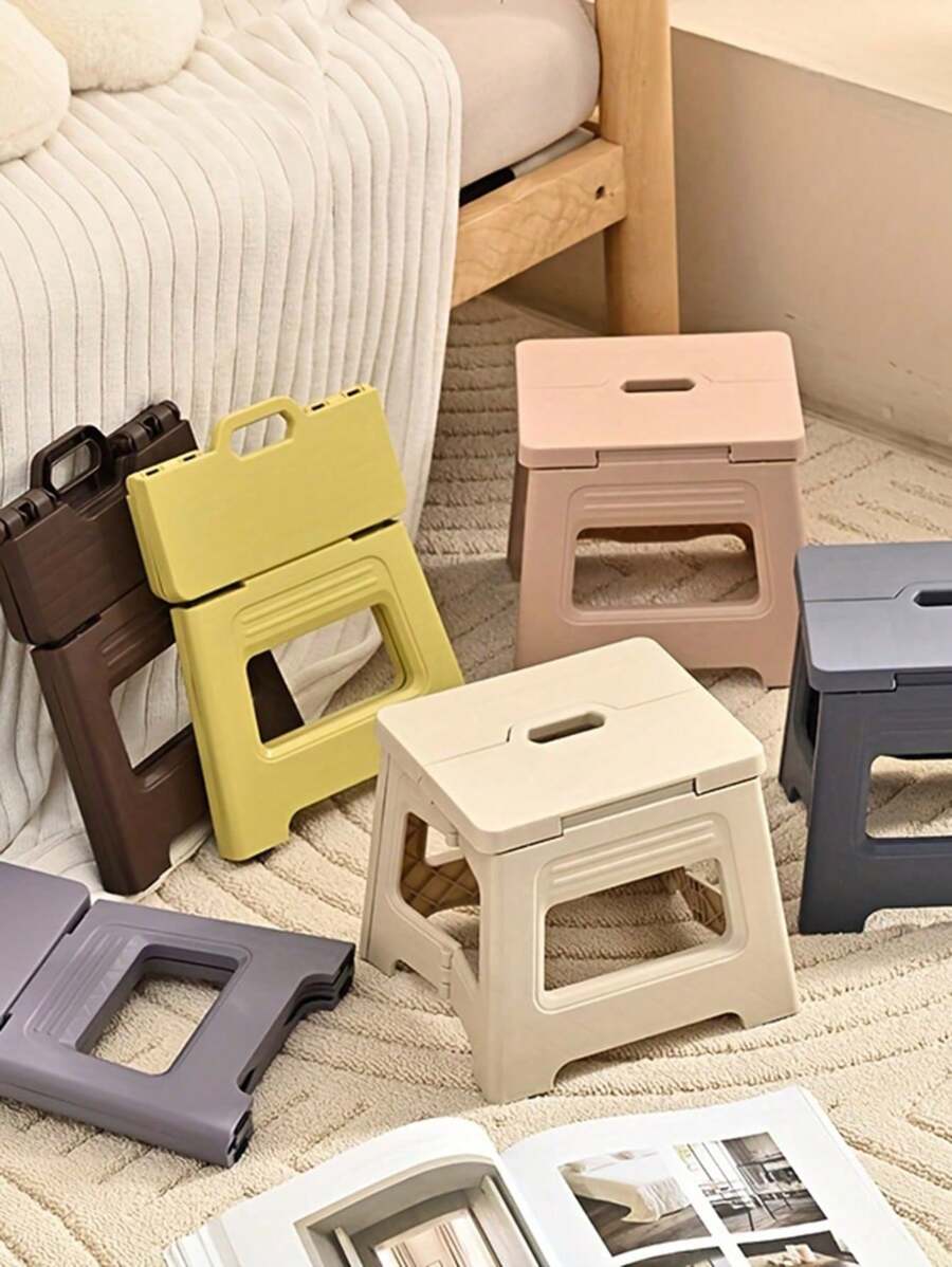 1pc Foldable Plastic Collapsible Stool, Adjustable Retractable Portable Outdoor Fishing Chair, Household Plastic Small Bench