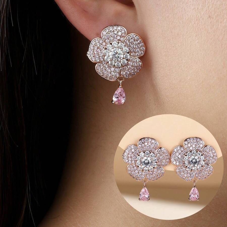 1 Pair Retro Flower Earrings, Elegant Women Everyday Versatile Earrings