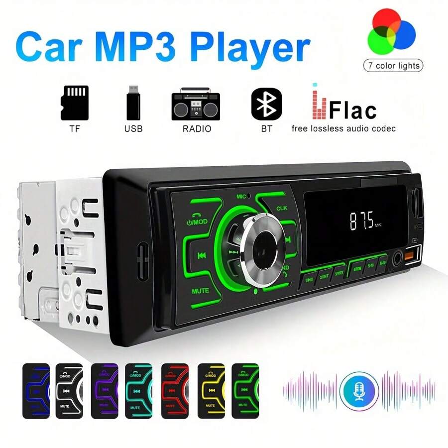 1DIN In-Dash FM Car Radio Stereo - Digital Audio Music Player With RCA/USB/SD/AUX-IN & Colorful Backlight - For Car Enthusiasts - Upgrade Your Driving Experience