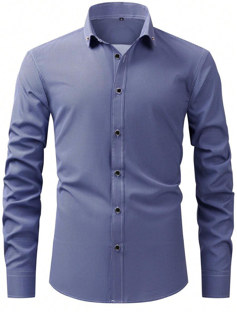 New Men's Ditsy Floral Long Sleeve Shirt, Soft Breathable Business/Formal Casual Dress Shirt, Diamond Buttons, Wedding Groomsman