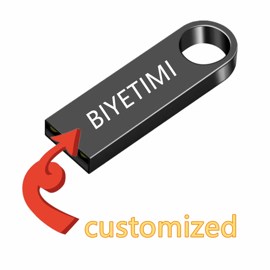 Clé USB personnalisée avec logo NEW 64 Go, lecteur Pendrive 32 Go, Pendrive 128 Go, disque U en métal Memoria Cel USB 2.0, cadeau avec impression laser