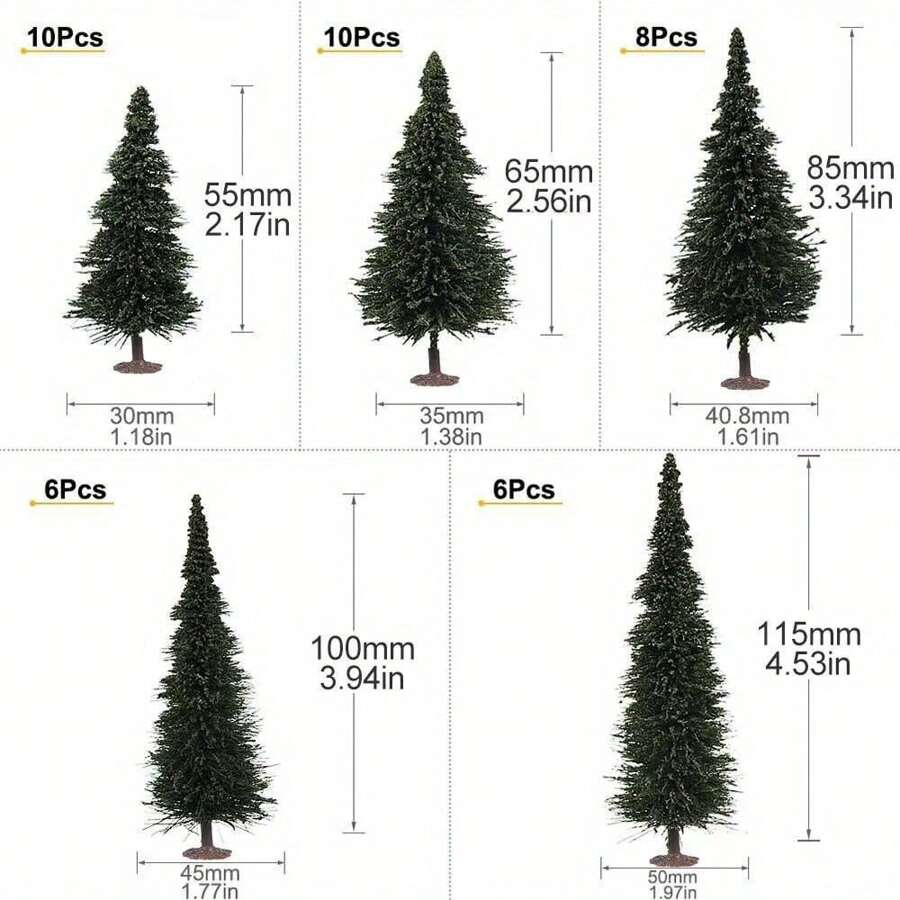 40pcs Model Pine Trees Deep Green Village HO Scale Railway Layout,Valentine's Day Gift For Loved Ones,Can Be Used As A Valentine's Day Gift