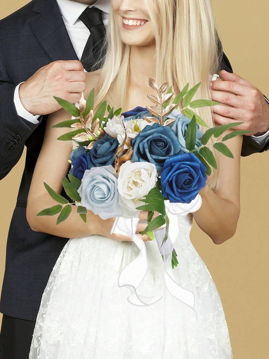 Bride Holding Bouquet Red Rose Bouquet Western Wedding Dress Photography Props New Style Natural Style Artificial Bouquet Best Gifts