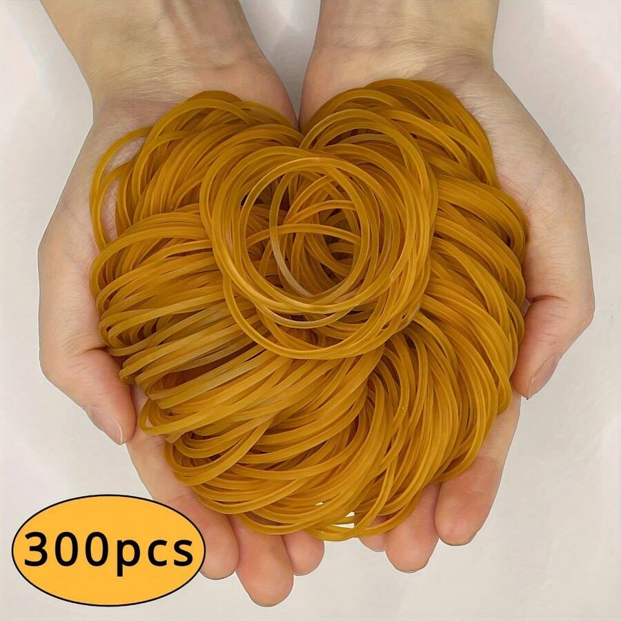 "Strong Elasticity" 300pcs Yellow Multi-Purpose Rubber Bands, Diameter 38mm Bubber Ring, Elastic Bands, Natural Rubber For Office, School & Home Use