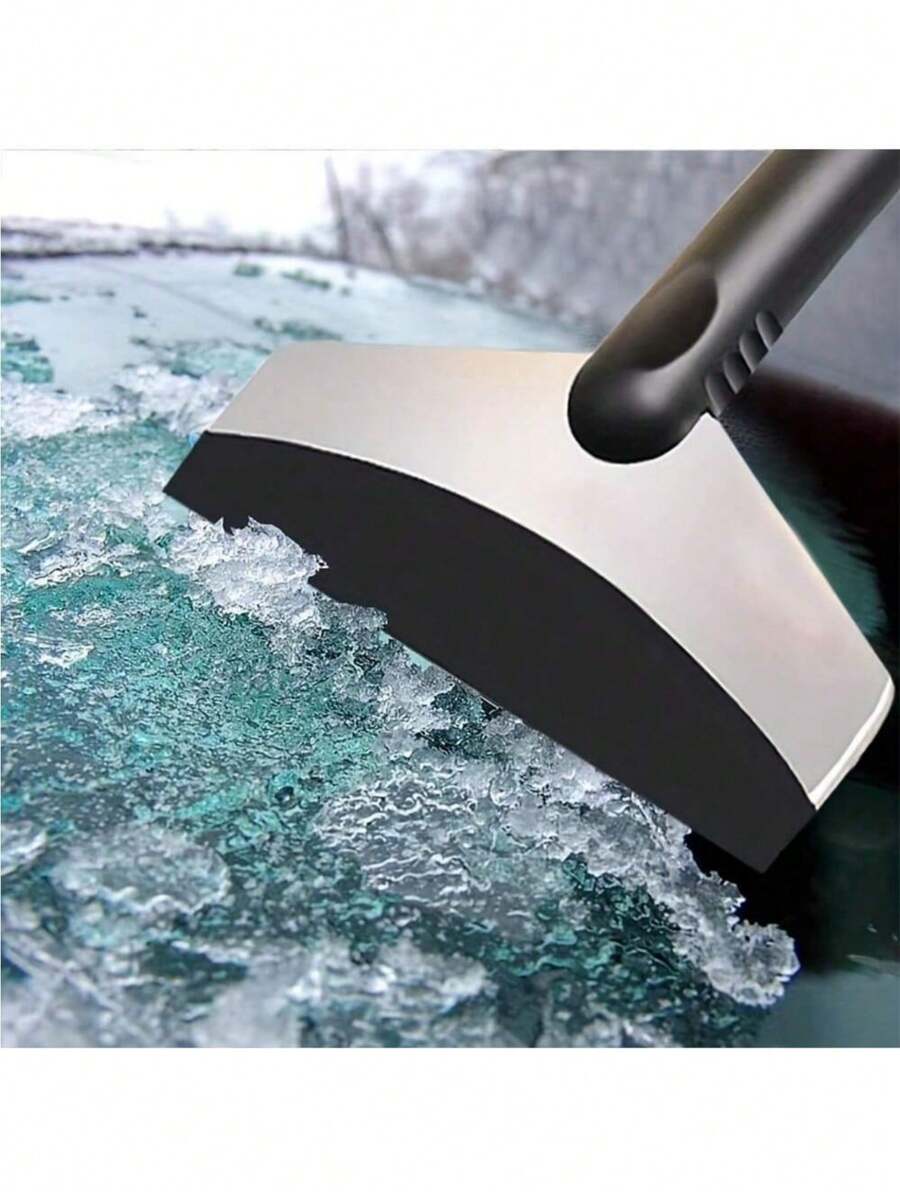 1pc Car Ice Scraper With Long Handle, Frost Remover Brush, Stainless Steel Windshield Snow Shovel Cleaning Tool For Cars, Trucks, SUVs In Winter