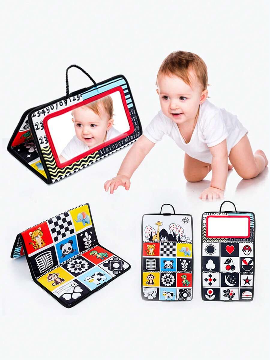 Espejo de juguete para tiempo de barriga, espejo de piso plegable, juguete educativo temprano Montessori - Para el desarrollo del bebé - Plástico duradero - Regalo perfecto para recién nacidos