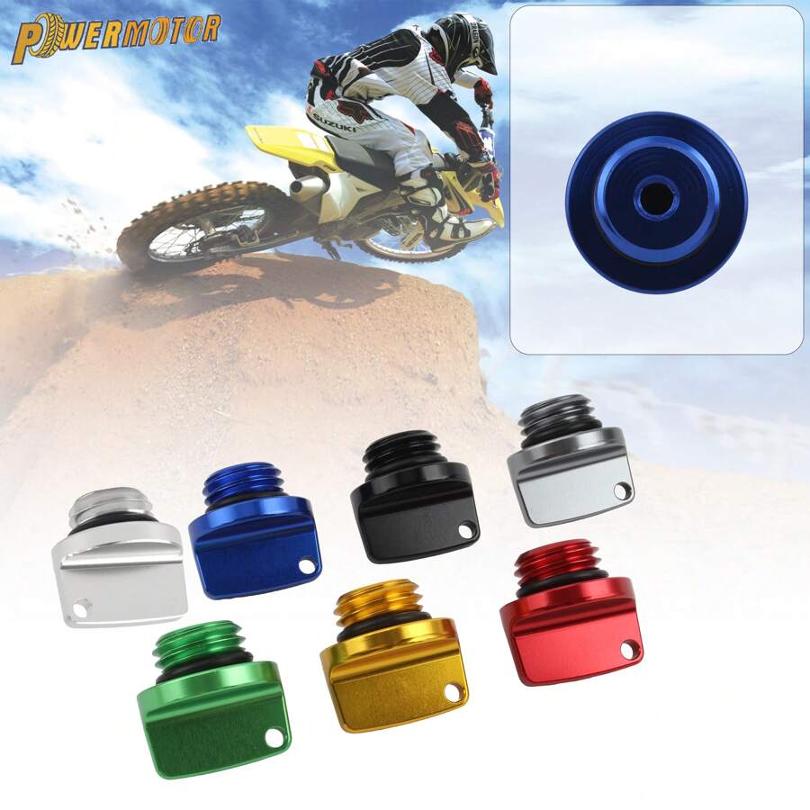 PowerMotor Tapón llenador de aceite de motor universal para motocicleta, tapa de tornillo gris con junta tórica, tapa de válvula del depósito de aceite, tapa del tanque de transmisión