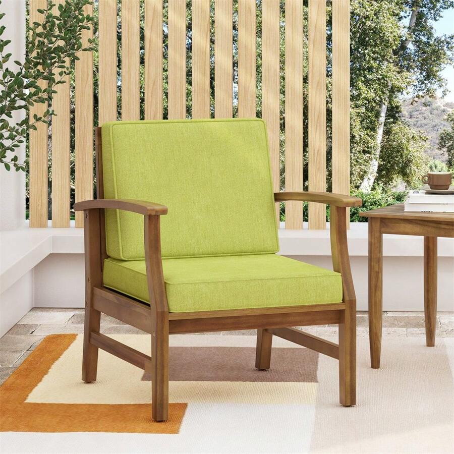 28.25" Arm Chair, Modern Club Chair With Water-Resistant Fabric Upholstered, Backrest, Adjustable Footrest, Wooden Frame, Lounge Chair For Backyard, Patio, Garden