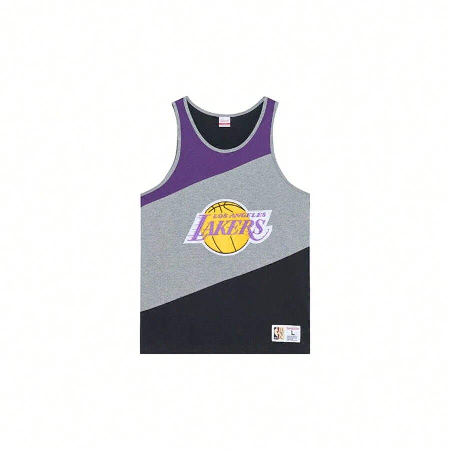Mitchell & Ness Camiseta de tirantes con cuello redondo de unicolor y estampado de letras de 2024 para hombre