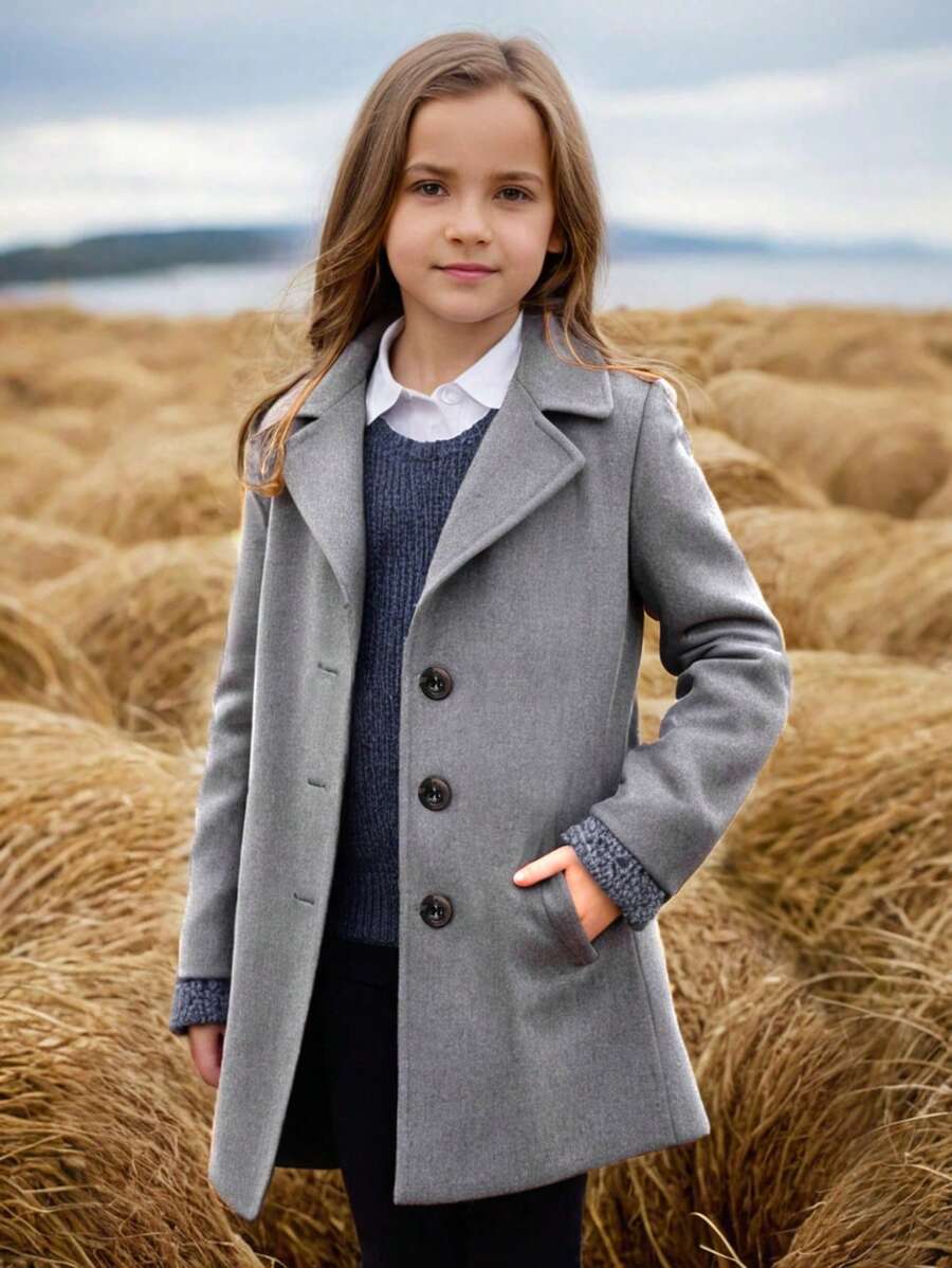 Girls' Casual Versatile Ruffle Collar Jacket, Suits For Older Tween Girl
