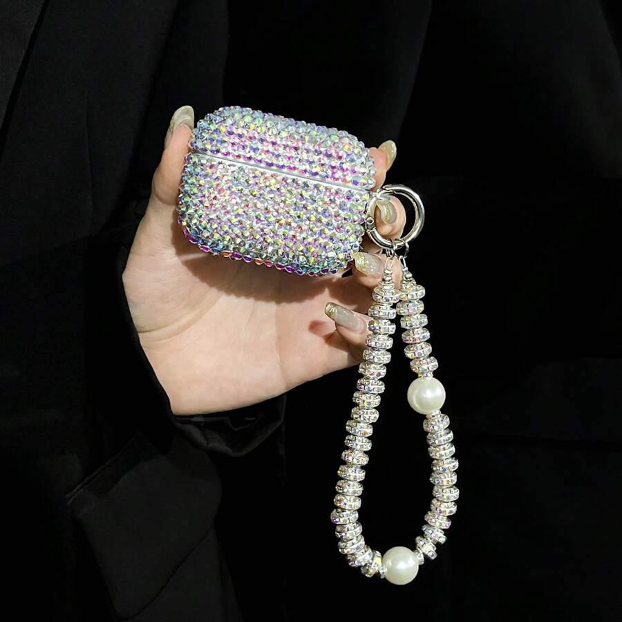 Rhinestone New Luxury Rhinestone Earphone Case With Chain Strap, Compatible With AirPods 1/2, AirPods Pro, AirPods 3, AirPods Pro 2 Bluetooth Wireless Earphones Protective Cover