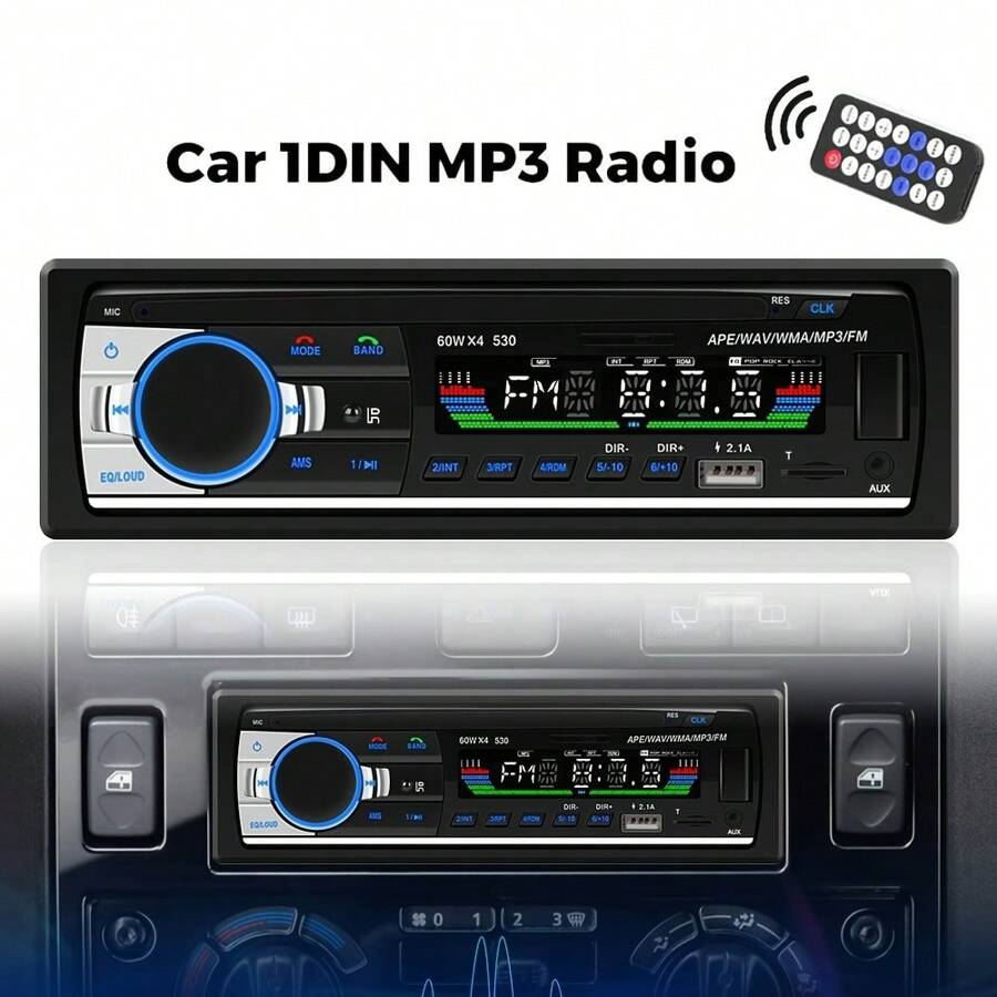 1 Din 12V Universal Car Radio Auto Car Stereo Built-In Remote Control AUX USB MP3 Multimedia Player/CD/SD/FM Hands-Free Calls