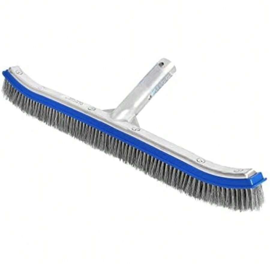 Heavy-Duty Pool Brush | 18-Inch Extra Wide Metal Brush Head | Stainless Steel Wire Bristles With Curved Edges | 6-Piece Package Cleans Pool Tiles, Walls, Floors, Steps |