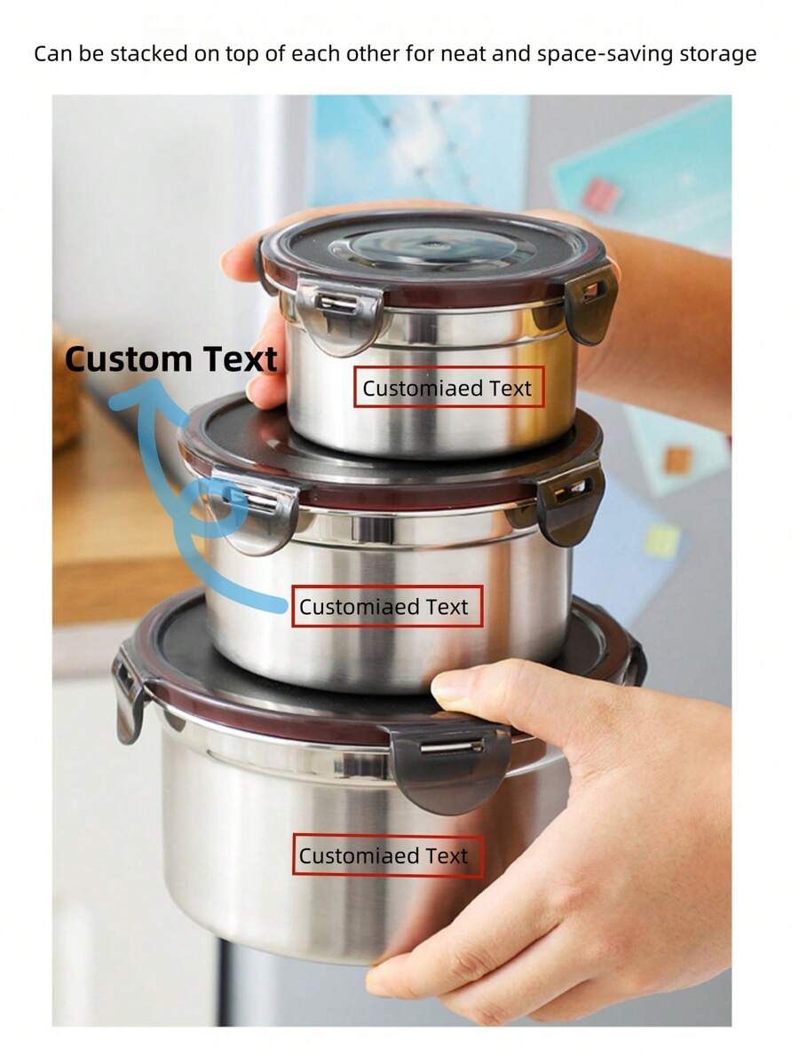 Un set di scatole di conservazione in acciaio inossidabile 304, adatto per conservare il cibo, andare in picnic, sacchetti di riso sani, immagazzinamento secco, ciotole rotonde con coperchio, scatole bento con coperchio, contenitori per frutta e cibo per frigorifero e freezer, ciotole per noodle, scatole per il pranzo in acciaio inossidabile 304, scatole di conservazione, set giapponese rotondo sigillato per scatole bento per uso commerciale, ciotole di conservazione