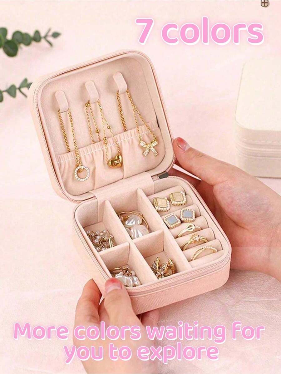 Portagioie portatile, piccolo portagioie, organizer per gioielli semplice per donna, organizer da viaggio, elegante mini scatola contenitore, custodia con cerniera per orecchini da viaggio, accessori da viaggio estivi, vacanza, accessori per il bagno di casa, organizer per il trucco per le vacanze, accessori per il bagno, per il ritorno a scuola