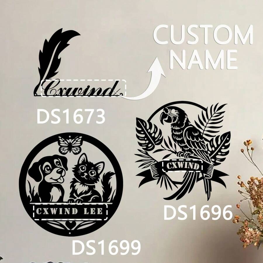 1pc Custom Bird Metal Sign, Custom Quill Pen Metal Wall Art,Rainforest Macaw Personalized Metal Monogram Sign,Custom Metal Wall Decor, Custom Dog And Cat Metal Sign, Custom Gift Writer, Blogger, Personalized Name Sign Gift, Girlfriend Gift, Unique Gifts, Bird Lover Birthday Graduation