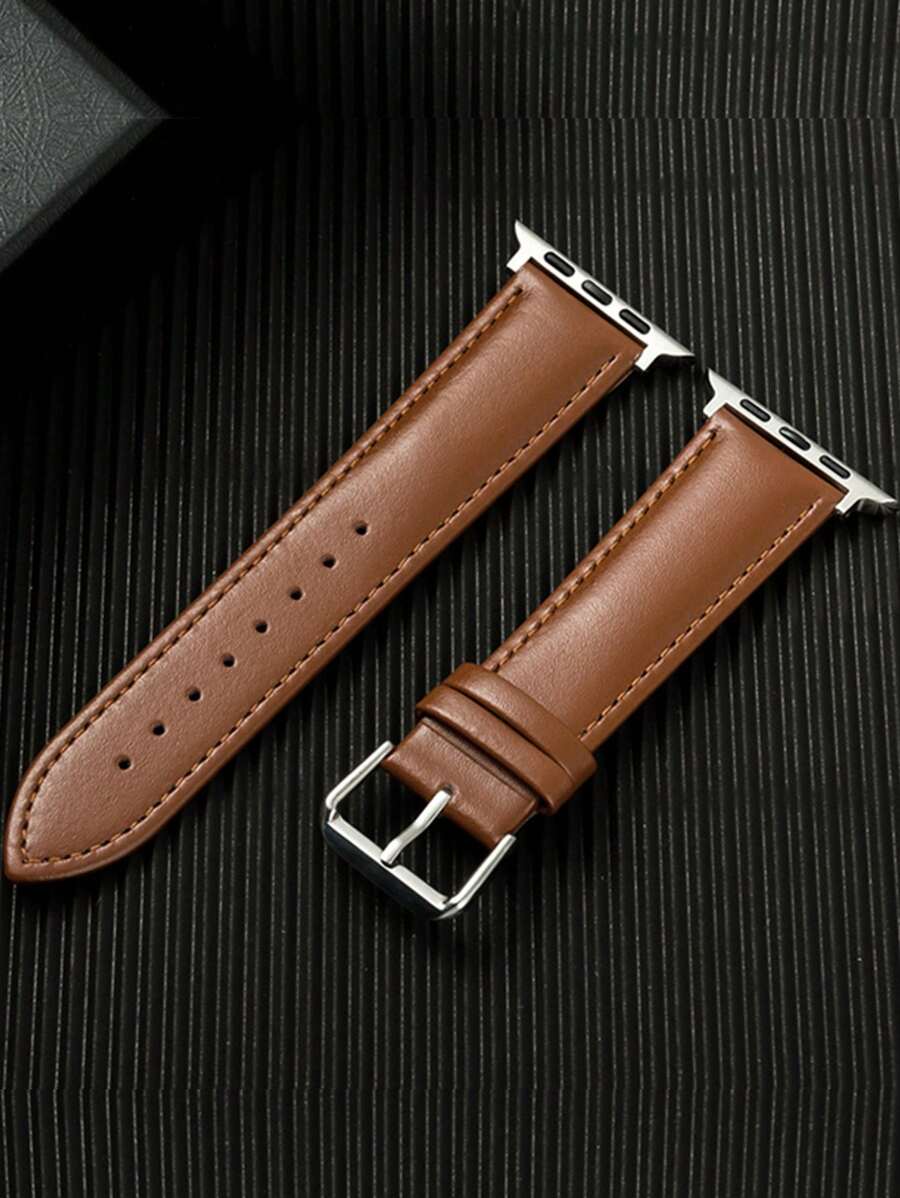 1 buc curea de ceas din piele maro pentru bărbați și femei, compatibilă cu Band S10 S9 S8 S7 41 mm 45 mm 46 mm Ultra 49 mm 44 mm 42 mm 38 mm 40 mm, sport, simplă, compatibilă cu seria