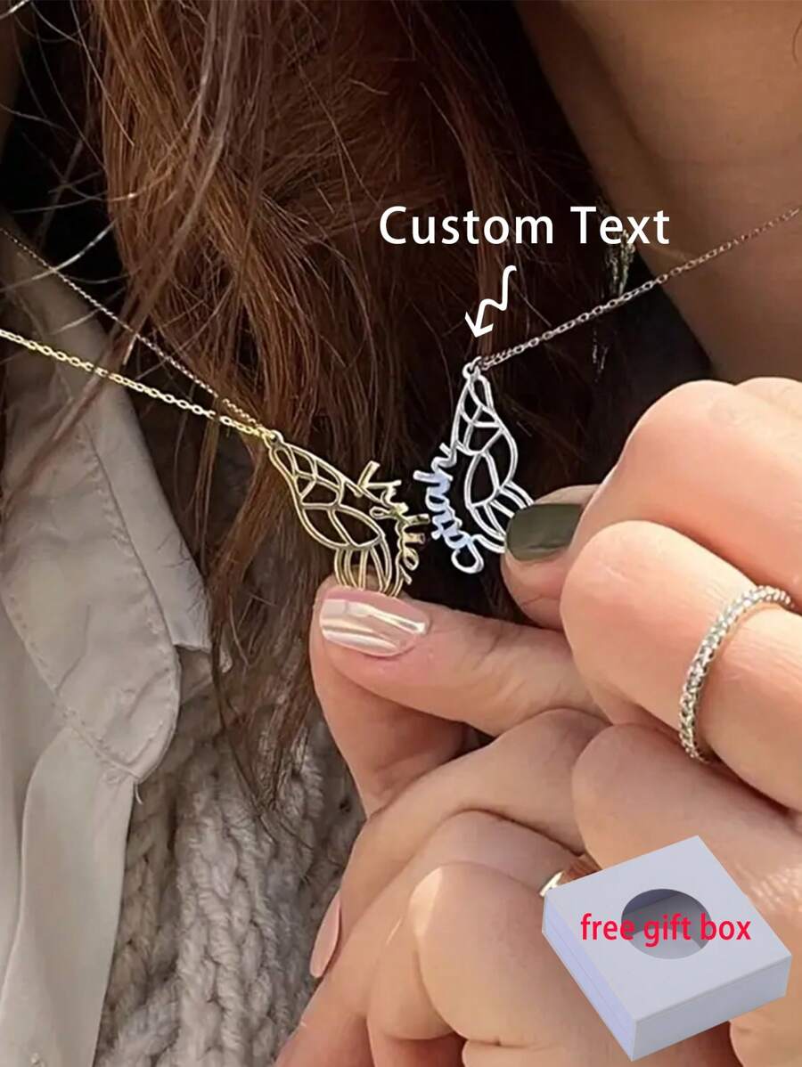 Collar de nombre personalizado, collar de nombre personalizado para mujeres, collar de acero inoxidable con mariposa, regalo de joyería para mujeres