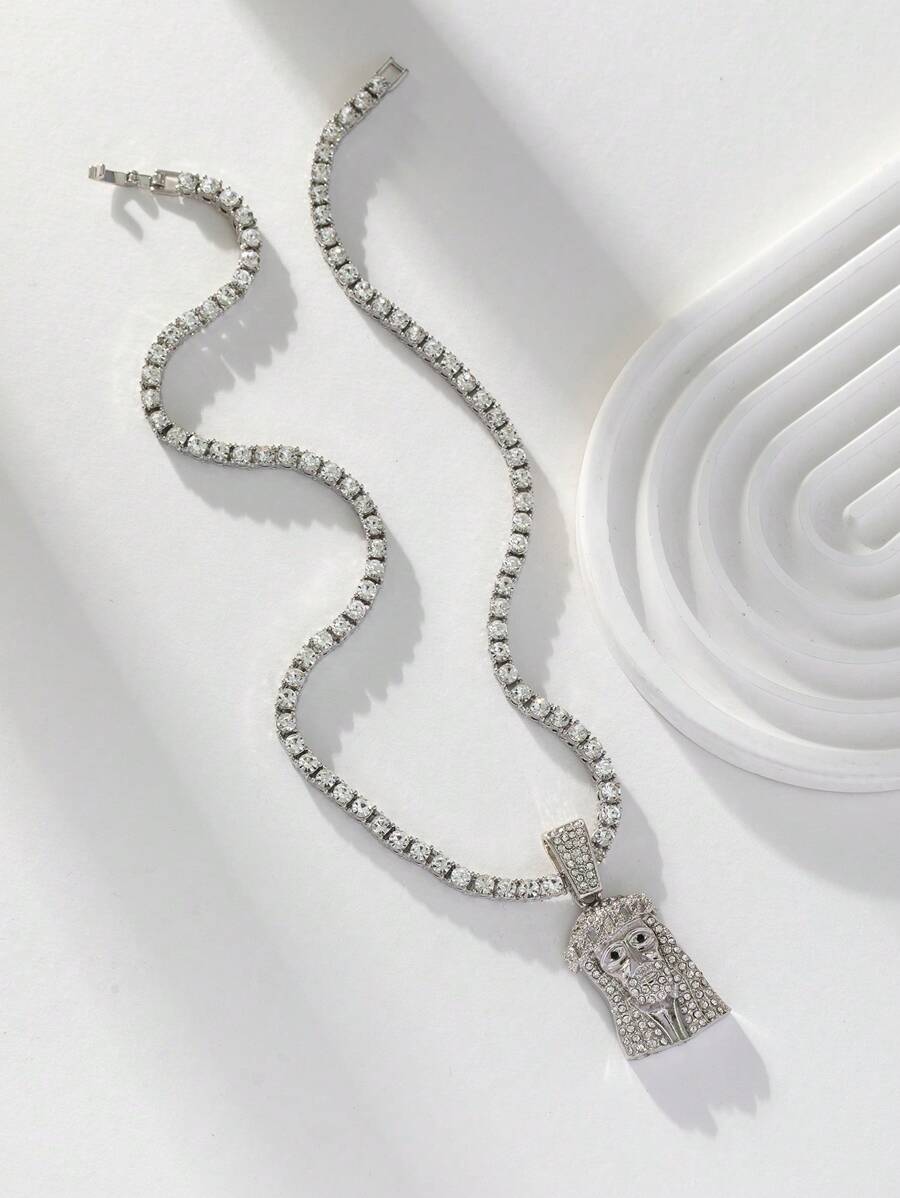 1 st. Stijlvolle Bling Bling Kristallen Hanger Ketting, Geschikt voor Zowel Mannen Als Vrouwen, Geweldig Voor Dagelijks Gebruik Of Cadeau