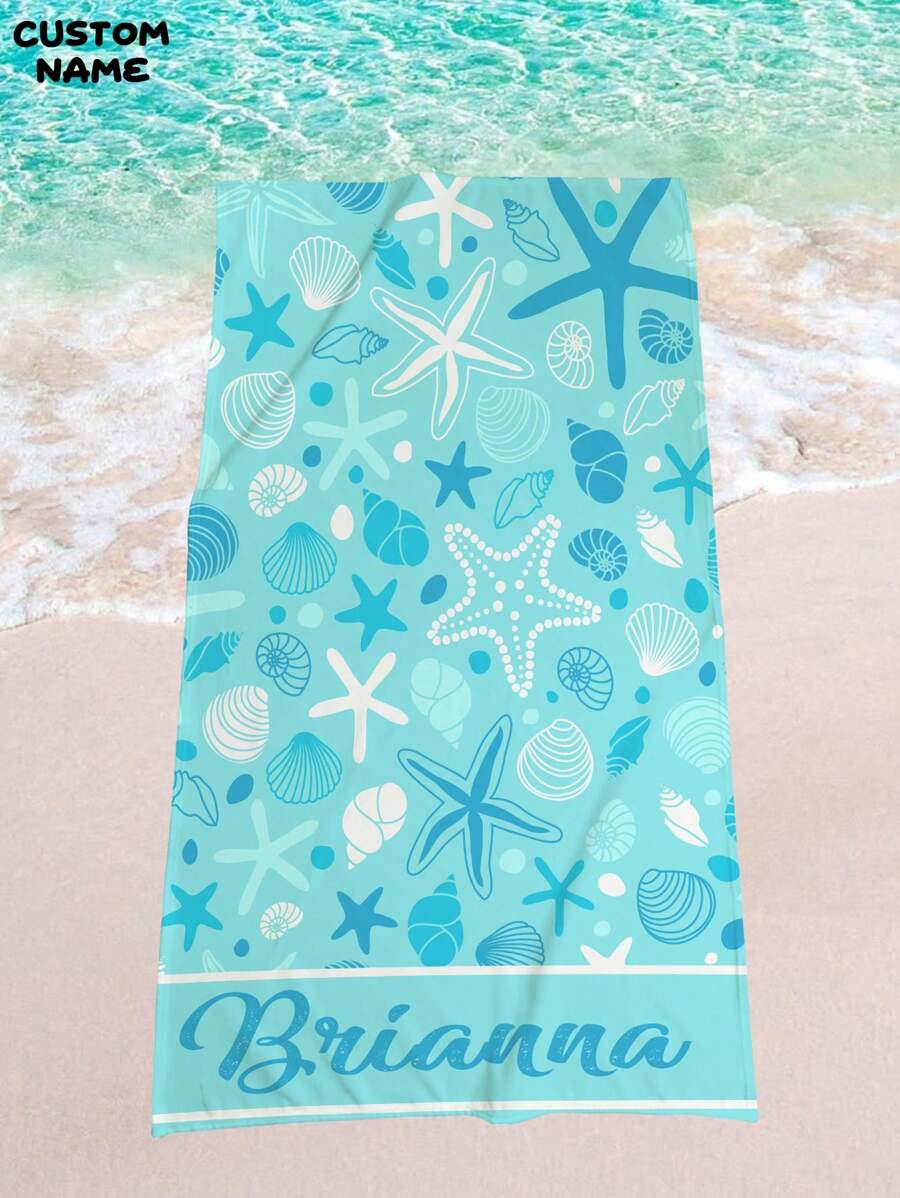 1pc Customized Beach Towel, Quick-Dry Swimming Towel, Comfortable Beach Towel, Fashionable Pool Towel, Customized Text, Starfish, Cute, Fun, Beautiful Yoga Mat, Beach Accessories, Mother's Day, Birthday, Ren's Day, Father's Day, Graduation, Wedding, Housewarming, Bathroom, Living Room, Bedroom, Home, Multi-Functional, Ornamental, Reusable, Breathable, Adorable, High-Quality, Cute, Soft, Custom, Personalized, Unique, Ideal Gifts For Him, Ideal Gifts For Kids, Bathroom, Home Summer Holiday Bathroom DecorTravel Essentials Travel Accessories Beach Essentials