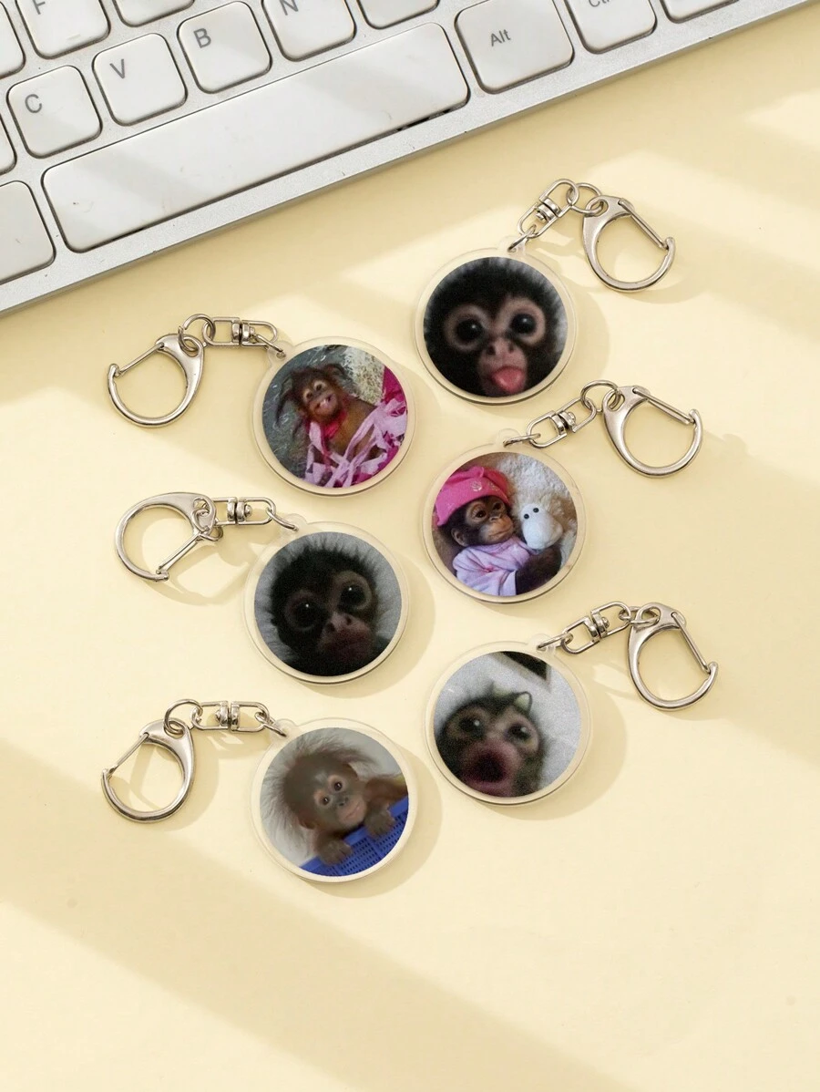 1 Pc Acrylic Cute Chimpanzees Keychain Funny Animal Theme Keychain Pendant Backpack Ornament/Bag Accessories/School Bag Accessories/Purse Pendant/Friend's Gifts Car Accessories Bag Charm Backpack For School