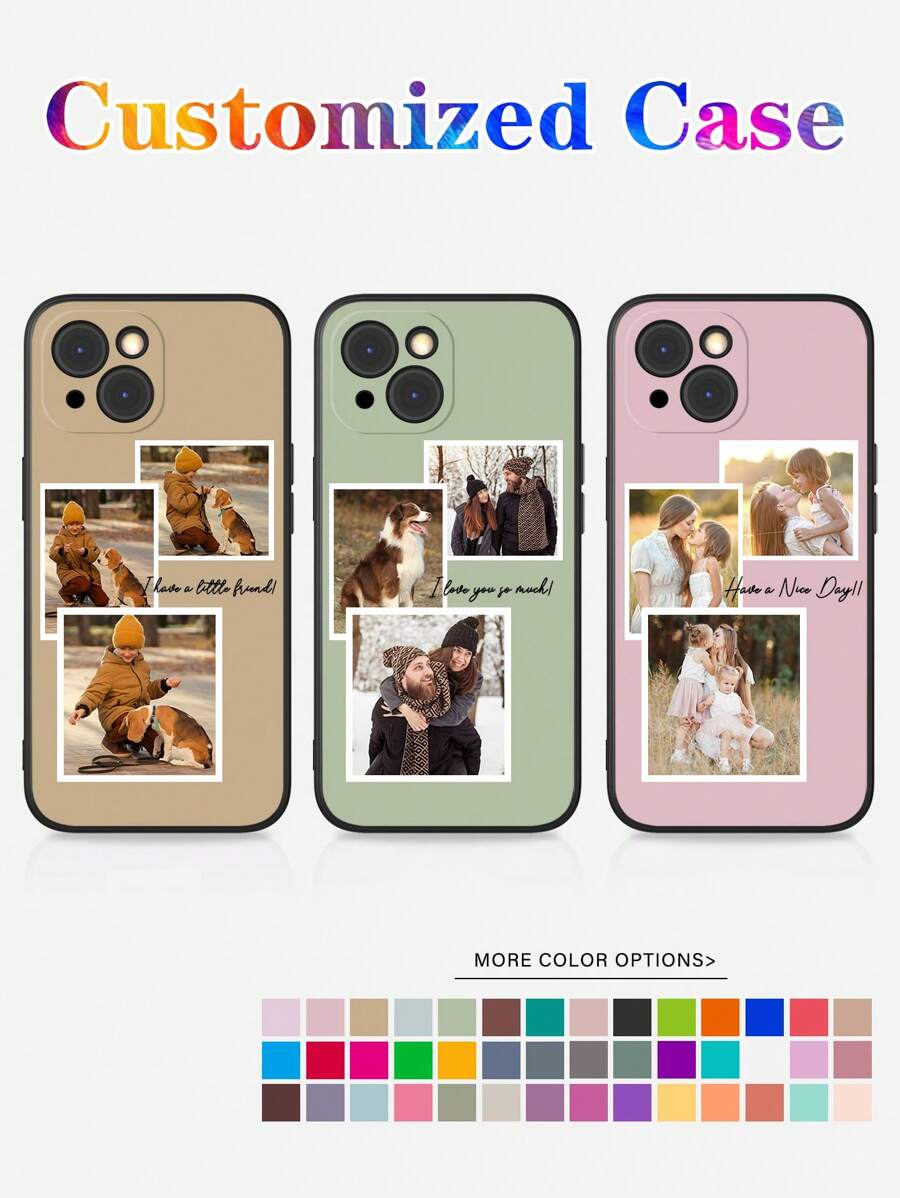 Apple Customized Minimalist 3-Photo Collage Phone Case, Letter Text Phone Case, Various Color Frame Phone Case Compatible With IPhone XR, 11, 12, 13, 14, 15, 16 Pro Max, A12, A13, A14, A15, A54, A55, S22, S23, S24 Ultra,Stylish,Colorful,Vintage,Cute,Contracted,Funny,Custom,Personalized,Unique,Customized,Ideal Gifts For Him,Ideal Gifts For Her,Boyfriend,Girlfriend,Family,Friends,Grandparents,Couple,For Anniversaries,For Birthdays