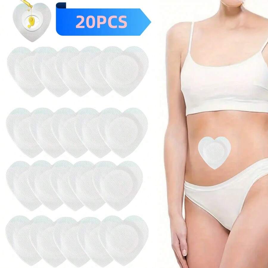 20Pcs Castor Oil Pack Wrap, Castor Oil Patches Castor Oil Wrap In Belly Button, Spunlace Cloth Castor Oil Pack Castor Oil Patches, Self-Adhesive Castor Oil Compress Castor Oil Wrap Pads, White
