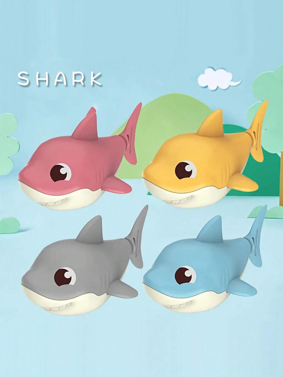1/2/4 piezas Adorable juguete de baño en forma de tiburón para bebé, regalo para jugar con agua en verano (color aleatorio)