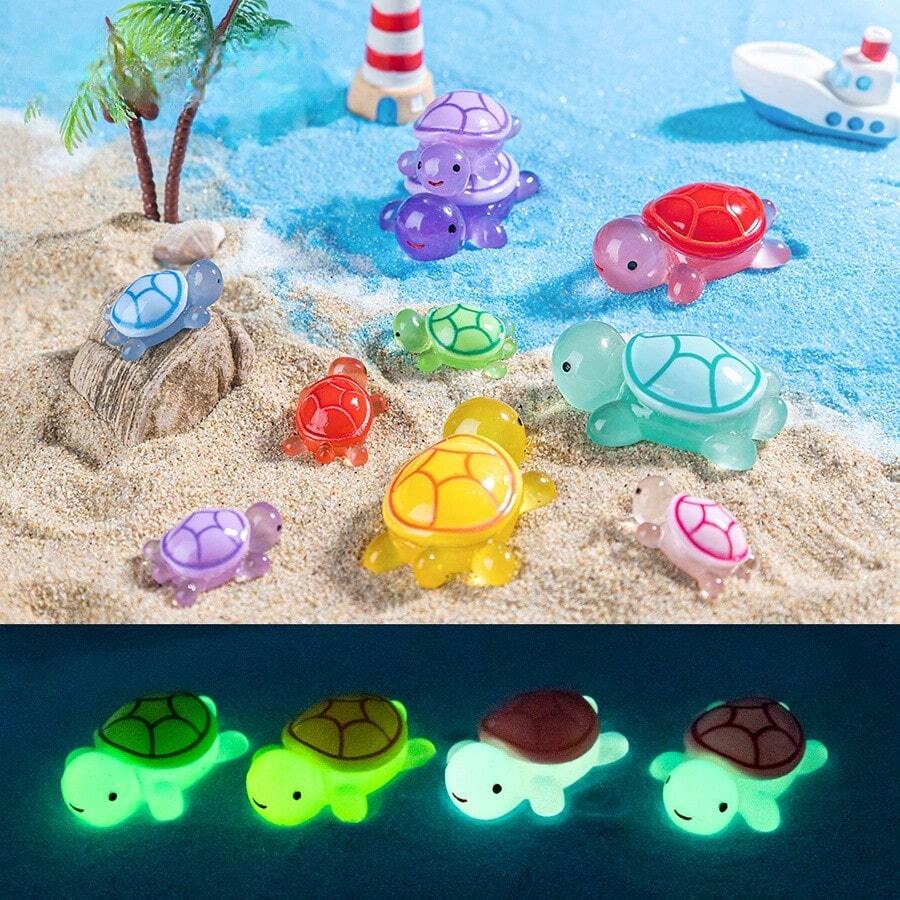 50 pezzi di minuscole tartarughe luminescenti, decorazioni da tavolo, accessori da appendere, decorazioni per case di bambole o micro-paesaggi, elementi decorativi carini e piccoli