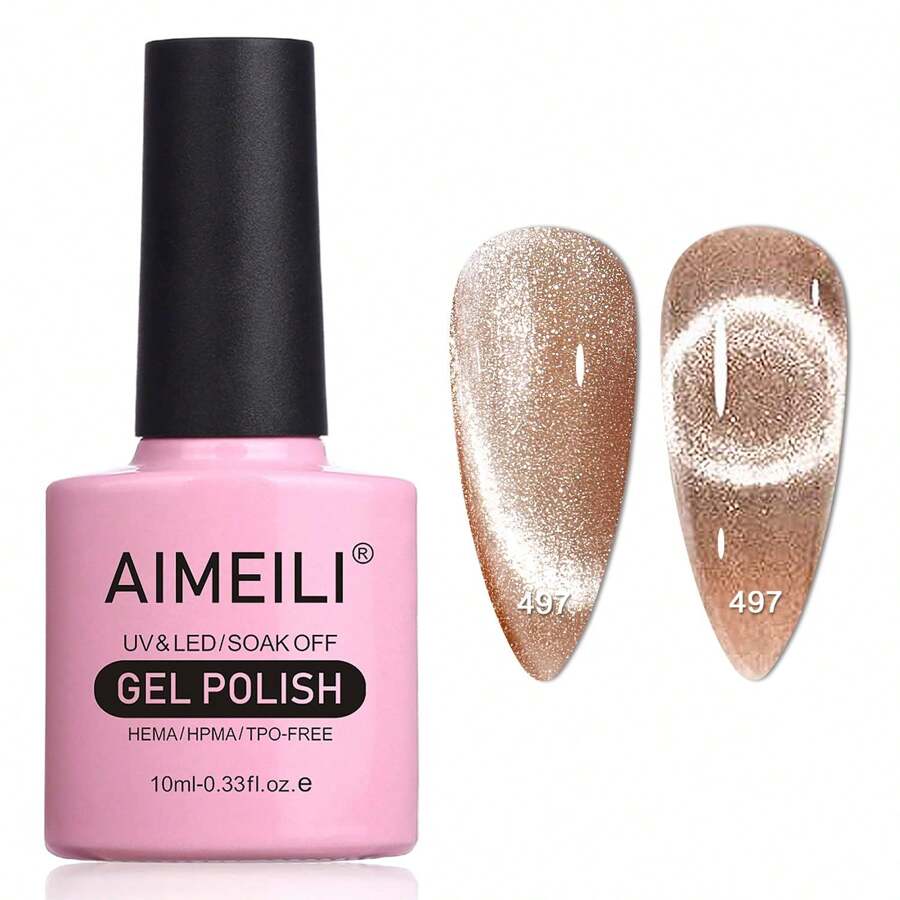AIMEILI Cat Eye Gel Nail Polish Soak Off U V LED Hema Free Magnetic Gel Polish Colors For Nail Art DIY Gel Nail Manicure -497 10ml