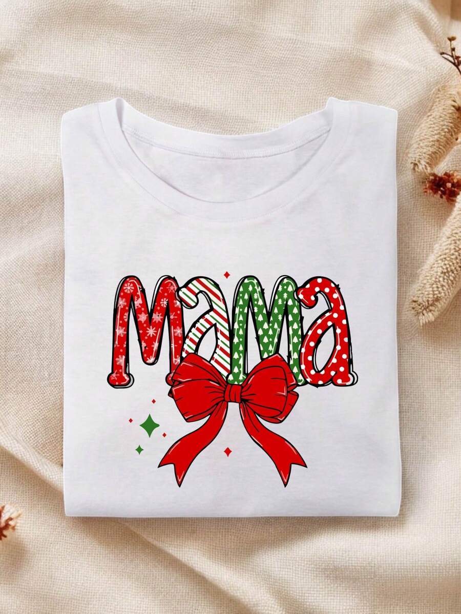 Christmas Mom Shirt, Mama Xmas T-Shirt, Holiday Mom Tee, Family Christmas Mom Gift Idea, New Mom Christmas Shirts, Christmas Mama Reveal T-Shirts. SN-75