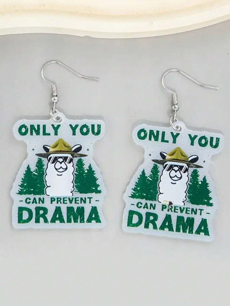 Orecchini in acrilico con cammello divertente "Solo tu puoi prevenire il dramma" - Gioielli carini e creativi, con perni in acciaio inossidabile, regalo perfetto per San Valentino, Natale, mamma, festa della mamma
