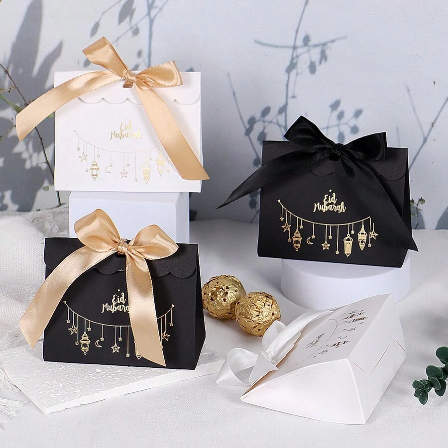 10 sztuk Eid Mubarak Candy Ramadan Box Ramadan Gift Bags Eid Mubarak Party Favors Decorations Paper Ramadan Treat Boxes Eid Favor Box For Eid Party Supplies