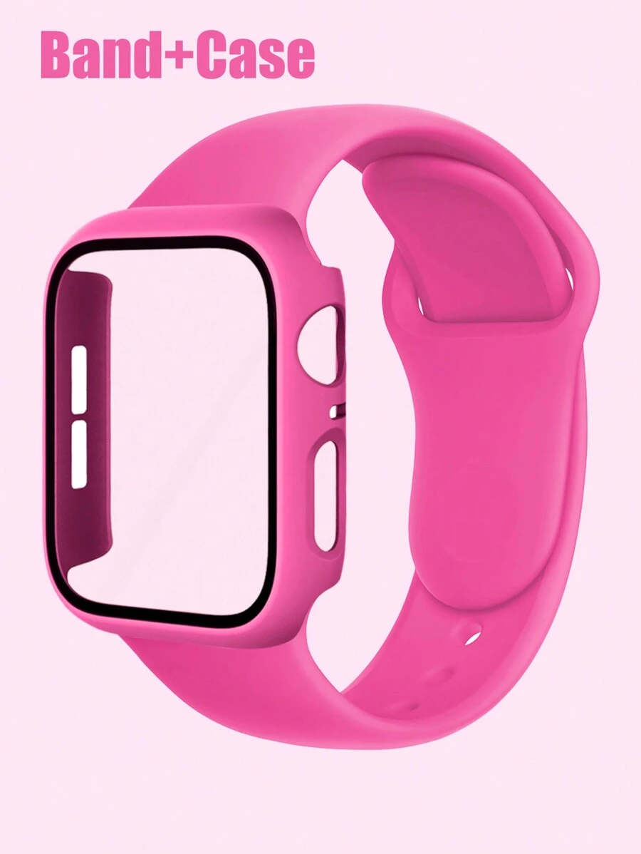 Ensemble de bande et de boîtier compatibles avec . Set mode hommes et femmes, sport doux et confortable avec rivets et boucle en silicone. Boîtier en PC dur anti-chute, anti-rayures et anti-collision avec film en verre trempé intégré. Compatible avec 40/41/42/44/45/46/49mm. Compatible avec la série Ultra/10/9/8/7/6/5/4/SE. Bracelet et boîtier de remplacement simples, imperméables et anti-transpiration pour une utilisation pratique.