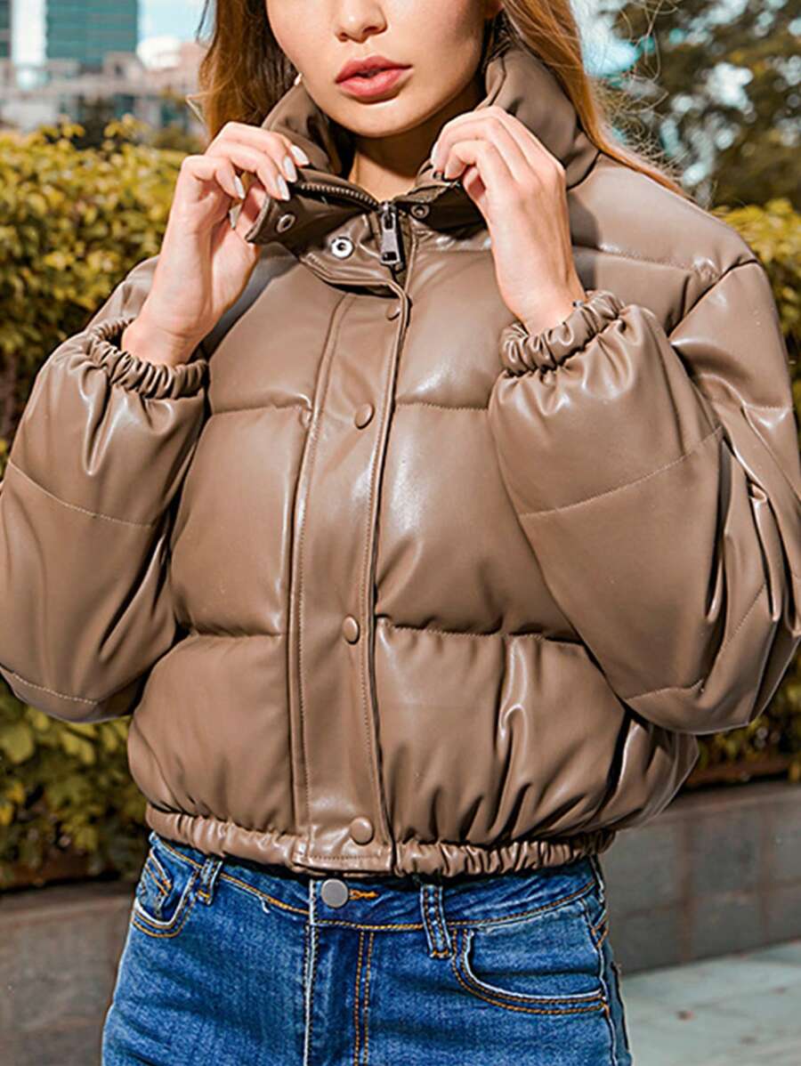Manteaux à bulles à manches longues pour l'hiver, vestes matelassées à boutons et zip intégral pour femmes, vestes courtes et épaisses pour femmes
