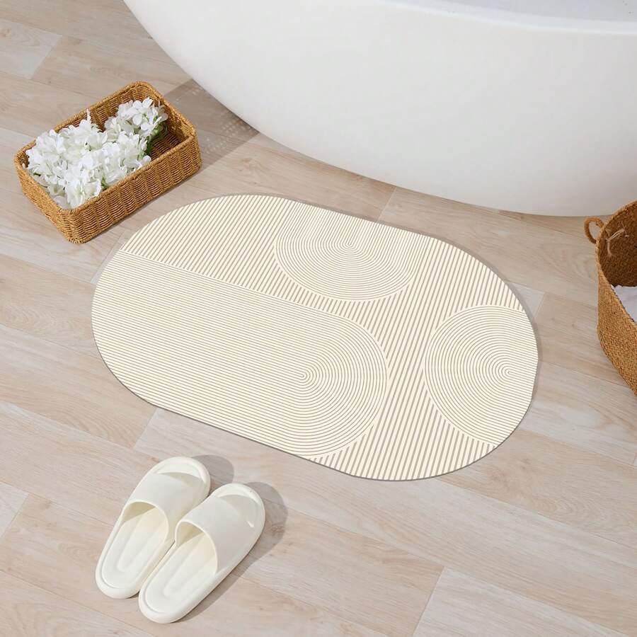 Quick Dry Bathroom Rug - Ultra Thin Bath Mat With Rubber Backing For Bathroom Floor - Washable, Non-Slip Shower Rug Fits Under Door - In Front Of Sink, Bathtub, Shower, Toilet Home Bathroom Decor Floor Carpet Outdoor Rug Door Mat Summer Bathroom Accessories Back To School